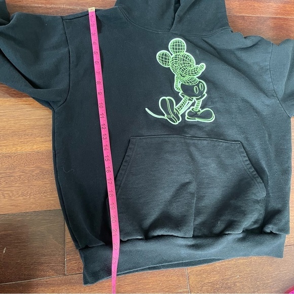 Disney x Faze Mickey Mouse on the Grid Hoodie Black Neon Green Unisex Jacket M - Picture 10 of 11